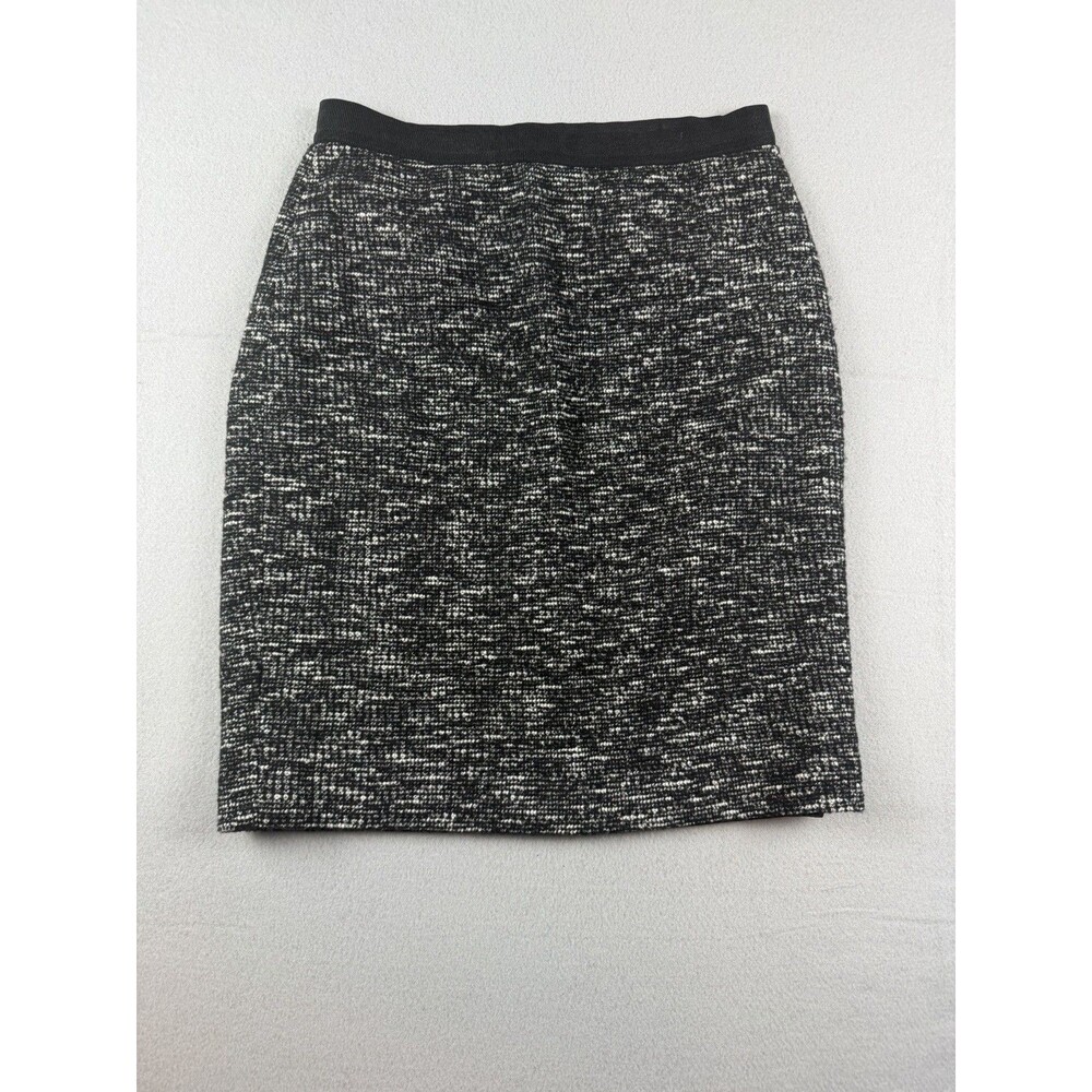Ann Taylor Women's Black/White Tweed Lined Pencil Skirt Knee Length Zip Size 0